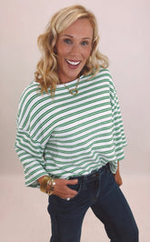 Harbor Breeze Striped Top (green)